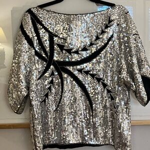 Vintage Silver Sequin Blouse